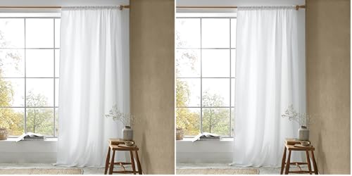 Pineapple Elephant Muscat Waffle 140x183cm Slot Top Voile Curtain Panel White (Pack of 2)