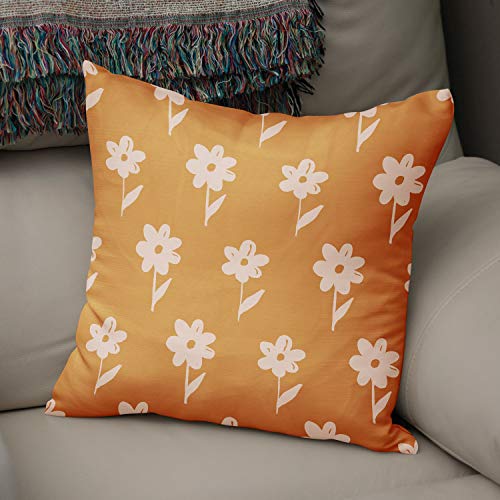 Bonamaison Decorative Cushion Cover Orange & Off White, Throw Pillow Covers, Home Decorative Pillowcases for Livingroom, Sofa, Bedroom, Size: 43X43 Cm - Designed and Manufactured in Turkey