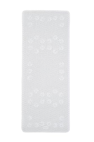 Croydex Teviot Bath Mat Non Slip Anti Mould - White PVC Medium Mat with Cushioned Vinyl Air Cell Technology, Hygiene 'n' Clean Treatment, Pressure Relief Design, Secure Grip Suction Cups (90 x 35cm)