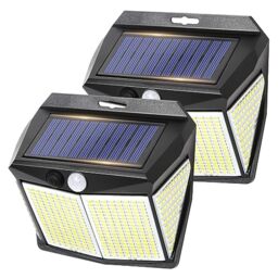 AGM Solar Lights Outdoor Garden, 412 LED Solar Security Wall Lights, 2PCS