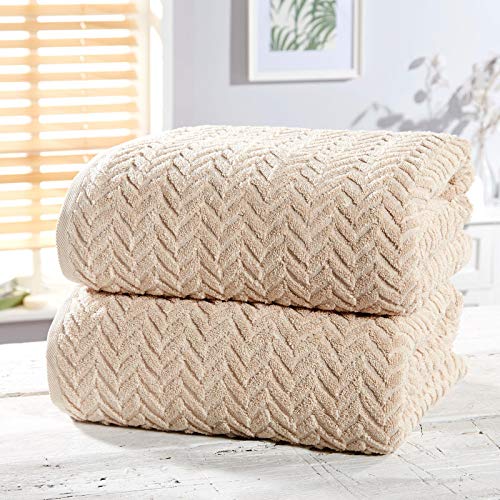 Rapport Herringbone 2 Piece Bath Sheet Towel Bale Natural - 100% Cotton one size HERTWL-2-PC-NATU