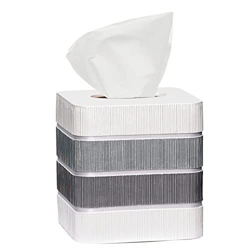 Modern Line Stylish Tissue Box Holder - Modern Classic Luxury Decor with Western Design - Square Tissue Cover for Bathroom, by Zahari Home