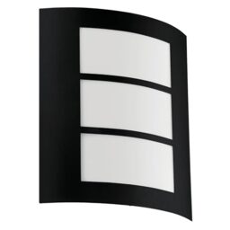EGLO Outdoor Wall Light City, External Porch Lighting, Waterproof Outside Lamp Made of Black Galvanized Steel and White Plastic, E27 Socket, IP44