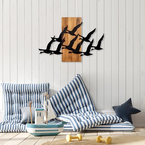 Elegant Decorative Wooden Wall Accessory, 58 x 84 cm, 100% Wood & Metal, Walnut & Black, Unique Design, Perfect for Home Decor, 3.35 kg