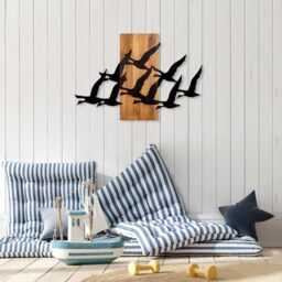 Elegant Decorative Wooden Wall Accessory, 58 x 84 cm, 100% Wood & Metal, Walnut & Black, Unique Design, Perfect for Home Decor, 3.35 kg