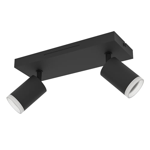 Eglo Connect.z Smart Home LED Ceiling lamp Melitello-Z, 2-spot Spotlight, ZigBee, Matter, app and Alexa Voice Control, Warm to Cool White, RGB, dimmable, Black
