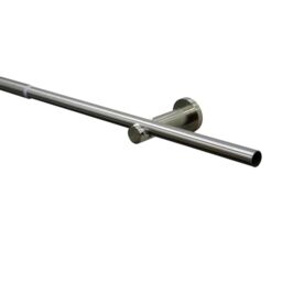 GARDINIA Sol Curtain Pole Set, 1-Track Complete Curtain Set Including Mounting Material, Extendible Curtain Rod, Diameter 16/19 mm, 120-210 cm, Metal, Stainless Steel Look