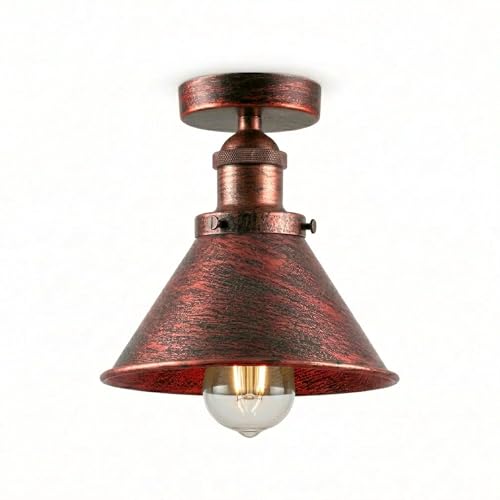 DC VOLTAGE Industrial Metal Cone Ceiling Light Modern Pendant Lamp E27 Compatible Rustic Red Kitchen Living Room Lighting