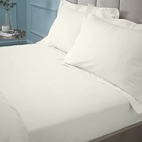 Bianca Fine Linens Bedroom 180 Thread Count Egyptian Cotton Single Fitted Sheet 34cm Depth Cream