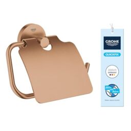 GROHE Start Toilet Roll Holder with Cover (Metal, Concealed Fastening, Including Screws and Dowels), Size 167 x 119 mm, Bronze Brushed Warm Sunset, 41179DL0