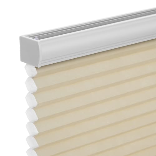 "Changshade Cordless Cellular Shades,Blackout Honeycomb Shades for Windows,Pull Down Pleated Blinds,Easy to Install for Indoor Windows and French Doors,Beige,34"" w x 48"" h"