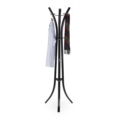 Relaxdays Coat Rack “Style”, Sturdy Metal Standing Garment Rack for Jackets & Coats, 175 cm, Black