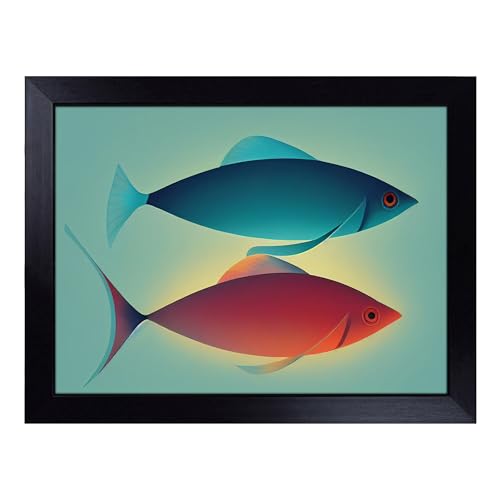 Lap Tray with Bean Bag Cushion, Unbelievable Fish - Handmade in the UK, Raised Wooden Edge, Padded Cushion, Heat-Resistant Wipe-Clean Surface, for Meals, Laptops and Crafts