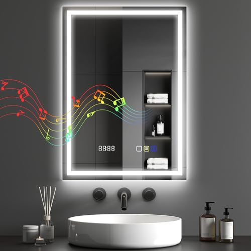 HOMCOM 500 x 700 mm Bluetooth LED Bathroom Mirror Illuminated Backlit