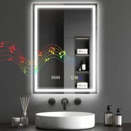 HOMCOM 500 x 700 mm Bluetooth LED Bathroom Mirror Illuminated Backlit