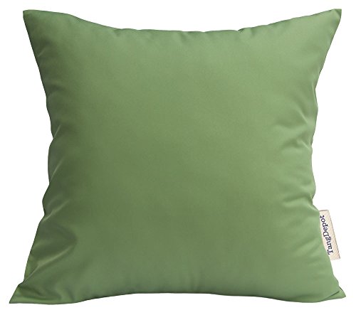 "TangDepot Set of 2 Durable Faux Silk Solid Pillow Shams, Square Decorative Pillow Covers, Throw Pillow Covers, Indoor/Outdoor Cushion Covers Pillows Shells - (18""x18"" 2 Pieces, Sage)"
