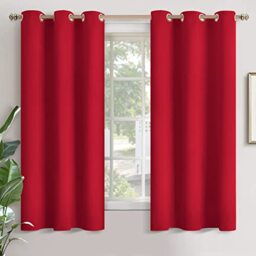 YoungsTex Blackout Curtains for Bedroom - Thermal Insulated with Grommet Top Room Darkening Noise Reducing Curtains for Living Room, 2 Panels, 42 x 63 Inch, Red