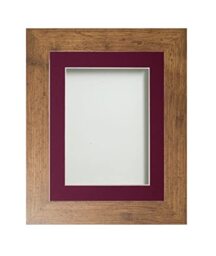 Frame Company Watson Rustic Picture Photo Frame fitted with Perspex, 8x6 inch with Plum Mount for image size 6x4 inch