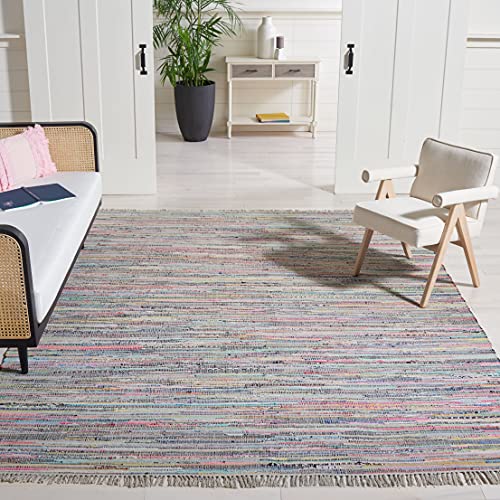 Safavieh Modern Indoor Flatweave Rectangle Area Rug, Rag Rug Collection, RAR121, in Grey / Multi, 244 X 305 cm for Living Room, Bedroom or Any Indoor Space
