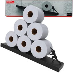 Floating Shelf Toilet Paper Holder - Tilted Matte Black Toilet Paper Roll Holder for Easy Bathroom Storage - Modern Wall Mount Organizer for Rolls Tissues or Towels Above Sink or Over Toilet
