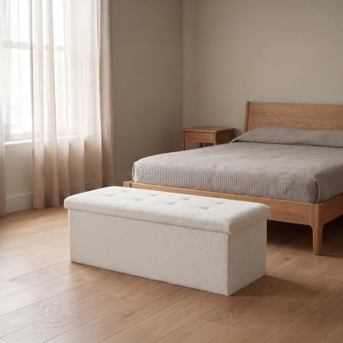 GC GAVENO CAVAILIA Extra Large Ottoman Storage Box With Lids, Off White