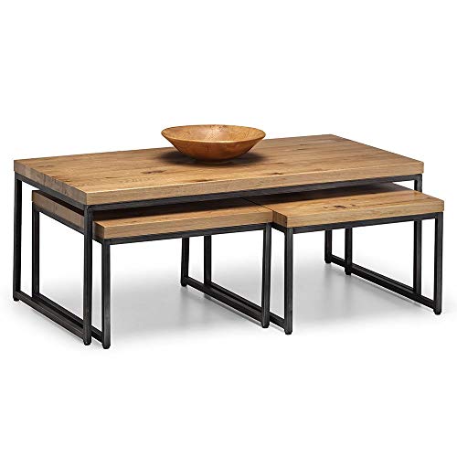 Julian Bowen Brooklyn Coffee Table - Oak & Metal - Industrial and Modern Design for Living Rooms
