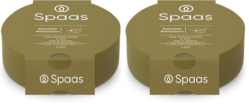Spaas Glow Scented Candle 4-Wick 20h, Romantic Reflections, Olive Green (Pack of 2)