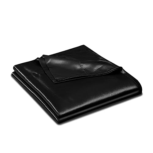Ersmak Satin Flat Sheet Only, Single Flat Sheet Full, Luxury & Ultra Soft Silky Bedding Top Sheet for Full Mattress - Black