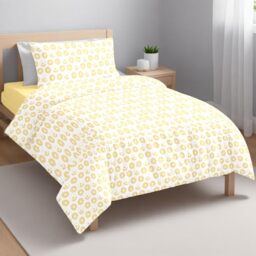 Ruggeri Single Bed Sheet Set in Cotton, Yellow Donuts
