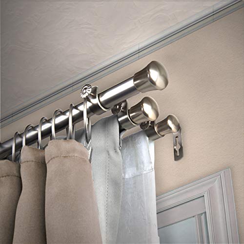 "Rod Desyne Triple Curtain Rod, Plastic Alloy Steel, Satin Nickel, 28-48"""