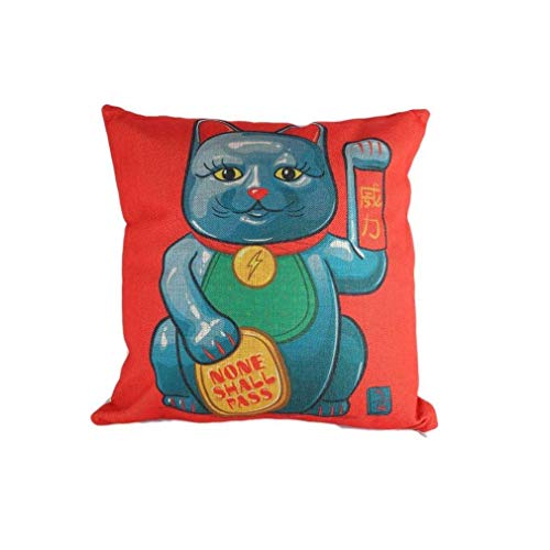 lachineuse Cushion Covers, Orangé et Bleu Gris Dominant, 24x16x3cm