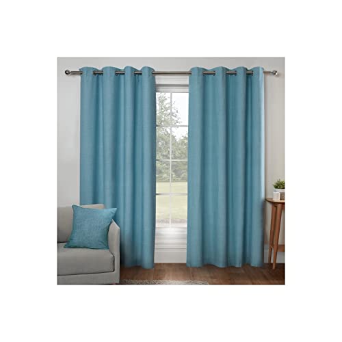 Sleepdown Textured Print Eyelet Curtains Lined Curtains for Bedroom and Living Room 66 x 54 Inch Duck Egg 2 Panels,5056242839408