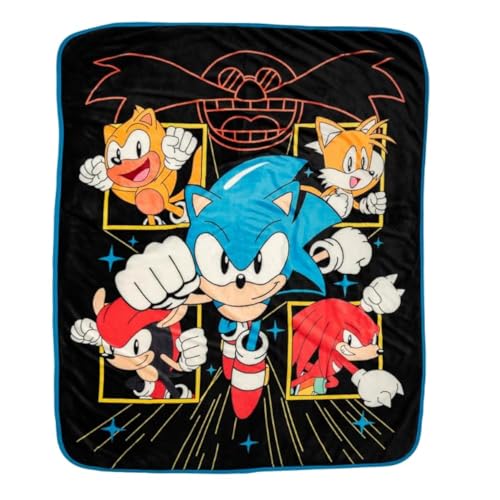 "Franco Sonic The Hedgehog Kids Soft Plush Sherpa Duvet Cover Set, 50"" x 60"" (Officially Licensed)"