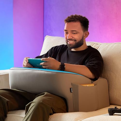 cooloo8 Reading Pillow for Gaming, Large Arm Rest Pillow, Memory Foam Bed Rest Pillow for Reading, Working, Playing Steam Deck Switch or Sitting in Bed Floor Sofa(Grey)