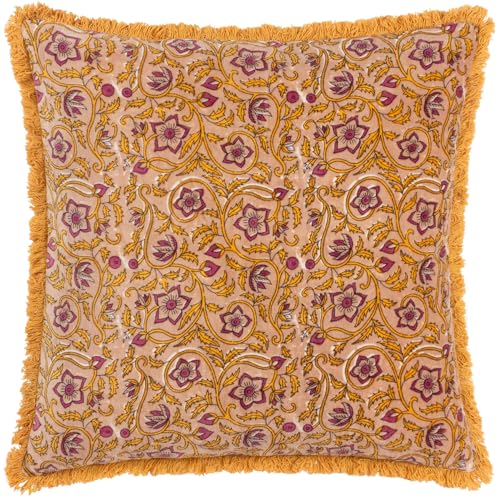 Paoletti Filagree Floral Cotton Velvet Polyester Filled Cushion