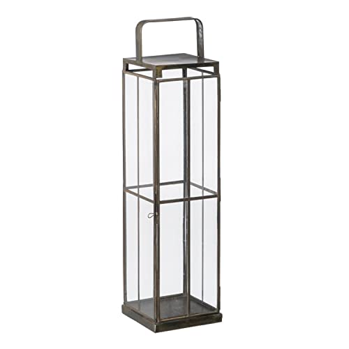 Candle Holder 16 x 16 x 64 cm Gold Glass Metal