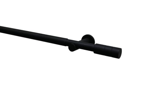 GARDINIA Curtain Pole Set, 1-Track Cylinder Diameter 22/25 mm, 100-190 cm, Extendable, Metal, Matt Black