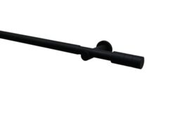 GARDINIA Curtain Pole Set, 1-Track Cylinder Diameter 22/25 mm, 100-190 cm, Extendable, Metal, Matt Black