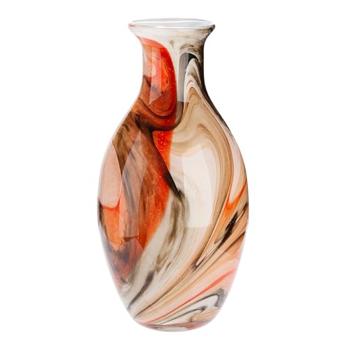 Glass Art Vase Smoky – Orange, Black, White – Glass Coloured – Height 33 cm – Waterproof Flower Vase