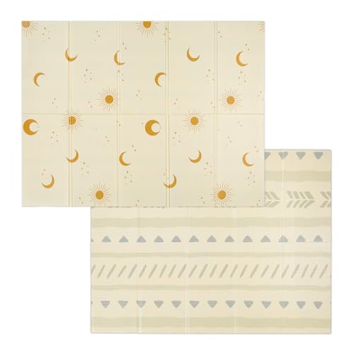 Relaxdays Foldable Playmat, Sun & Moon, Non-Toxic, 200 x 150 cm, XPE foam, Baby & Child Crawling Mat, Multicoloured