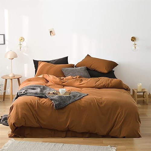 Luxlovery Pumpkin Comforter Set Full Rust Bedding Comforter Set Full Size Terracotta Rust Blanket Adults Teens Quilts Pumpkin Brown Reddish Brown Comforter Set Women Men Full Bed