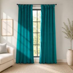 "HPD Half Price Drapes Heritage Plush Velvet 96 Inches Long Darkening Curtains for Bedroom & Living Room 50W x 96L, (1 Panel), Deep Sea Teal, 50"" W x 96"" L (Pack of 1)"