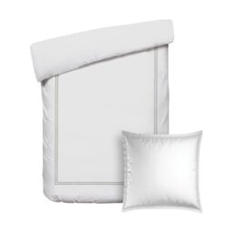 Pure Cotton 2-Piece Single Bedding Set - Duvet Cover 140 x 200 cm and Pillowcase 63 x 63 cm - 100% Cotton Satin, 80 Thread Count, 120 GSM - Oeko-TEX Certified - Silhouette - Taupe/White