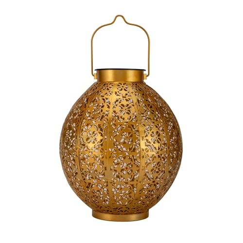 Pauleen 48176 Sunshine Aura Lantern for Balcony or Garden Gold Outdoor Lighting Metal Solar 3000K