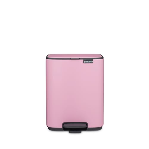 Brabantia Bo Pedal Bin 12L (Lilac Pink), Soft Closing Waste Bin with Light Pedal Operation, Easy to Clean Removable Plastic Inner Bucket with Free PerfectFit Rubbish Bags Included