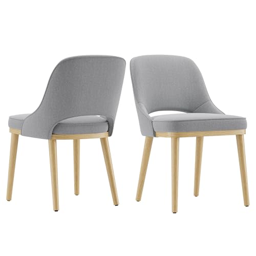 Dining Chairs Set of 2, Upholstered Dining Room Chairs with Chenille Fabric, Ergonomic Backrest, High Density Cushion & Rubber Wood Frame, Modern Kitchen Chairs for Dining Room, Living Room, Grey