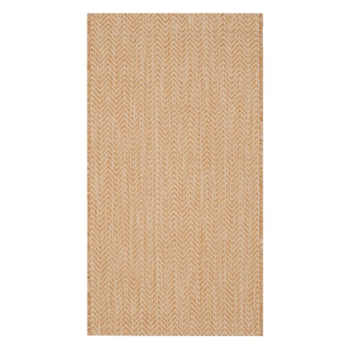 Safavieh Contemporary Rug for Living Room, Dining Room, Bedroom - Courtyard Collection, Short Pile, in Natural and Cream, 79 X 152 cm