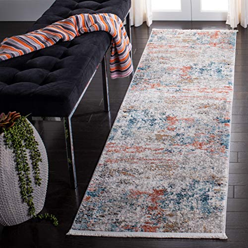Safavieh Shivan Collection Contemporary Rug for Living Room Dining Room Bedroom Short Pile Grey and Pink 26 X 96 Inch
