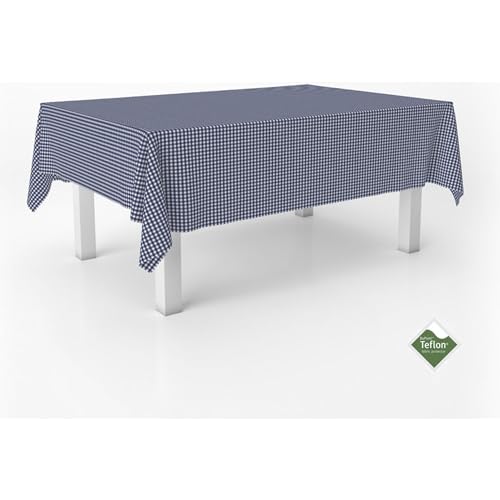 ECOMMERC3 - Stain Resistant Vichy Tablecloth for Rectangular Table Size 240 x 140 cm - Vichy Tablecloth Extra Soft and Waterproof Touch Navy