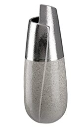 GILDE Decorative Vase - Ceramic Vase with Cut - Decorative Living Room Gift for Women Birthday Mother's Day - Colour: Silver Grey Height 37.5 cm